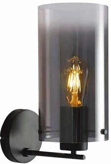 Wandlamp Ventotto Zwart & Smoke Glas 33cm