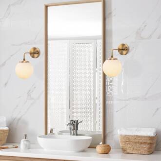 Wandlamp Viran, antiek goud, glas, hoogte 25 cm, E14 antiek goud, wit