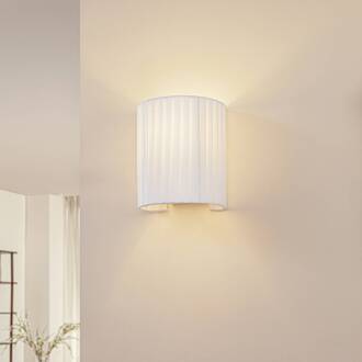 wandlamp Virelle, wit, textiel, E27
