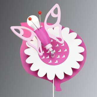 Wandlamp Vlinder voor kinderkamer, 1-lamp roze