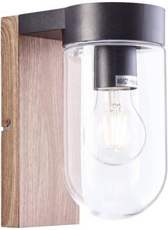 Wandlamp voor Buiten CABAR - E27 - 1x40W - Donker hout en zwarte kleuren