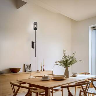 Wandlamp Wall, titaniumkleurig, hoogte 100 cm, staal