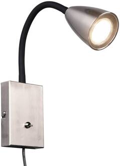 Wandlamp Wanda met stekker, mat nikkel