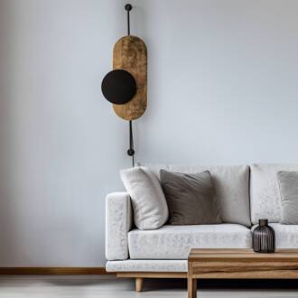 Wandlamp Wheel, goud met zwarte afdekking goud, zwart