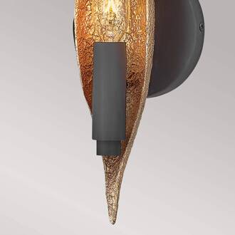 Wandlamp Willow, zwart-goud, 1-lamp zwart carbon, goud