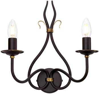 Wandlamp Windermere 2-lamps roestkleurig, goudkleurig