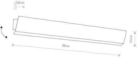 Wandlamp Wing, wit, staal, schakelaar, 68 cm breed