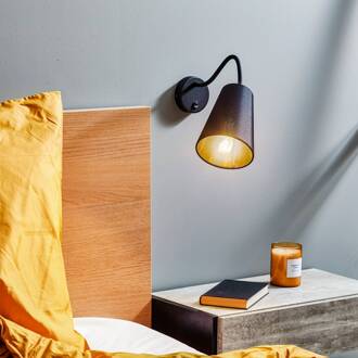 Wandlamp Wire, zwart/goud zwart, goud