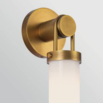 wandlamp WYNWOOD, oud messing Hoogte 40 cm Metaal/opaalglas E27 oud messing, opaalwit