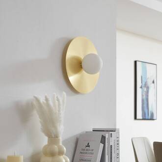 wandlamp Zain, goud/wit, glas, Ø 33 cm, G9 goud, wit