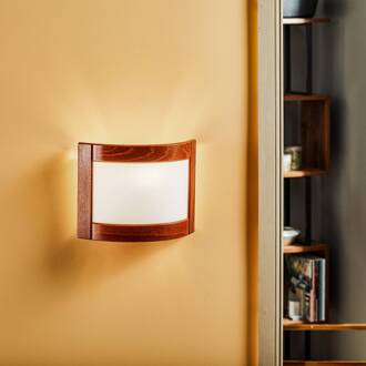 Wandlamp Zanna van hout hoogte 22 cm rustiek eiken rustiek, wit