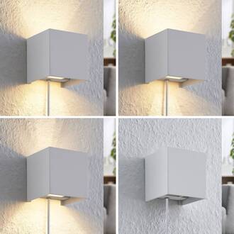 Wandlamp Zuzana, hoekig, wit, stekker, G9, 10 cm