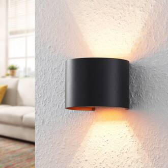 wandlamp Zuzana, rond, zwart, G9, 13 cm breed zwart, goud