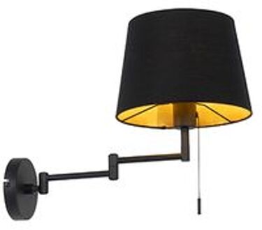 Wandlamp zwart met zwarte kap en verstelbare arm - Ladas Deluxe