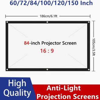 Wandmontage 60 "-150" 16:9 Projector Screen 3D Hd Home Theater Projectiescherm Draagbare Anticrease Reflecterende Stof doek 100 duim