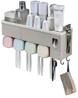Wandmontage Automatische Tandpasta Dispenser 4 Tandenborstelhouder Badkamer Wassen Sets Tandpasta Knijper Tandenborstel Opslag