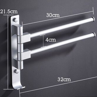 Wandmontage Badkamer Handdoek Houder Bar Ruimte Aluminium Draaibare Handdoekenrek Swivel Opslag Hanger Rack Badkamer Ruimtebesparend 2 bar