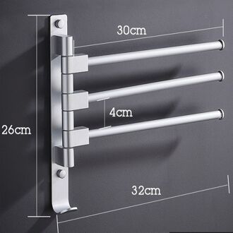 Wandmontage Badkamer Handdoek Houder Bar Ruimte Aluminium Draaibare Handdoekenrek Swivel Opslag Hanger Rack Badkamer Ruimtebesparend 3 bar