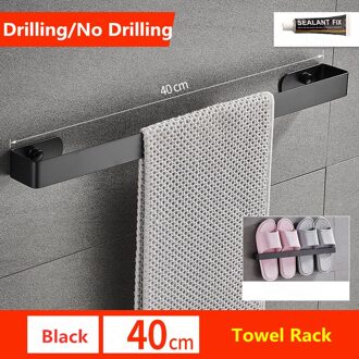 Wandmontage Badkamer Handdoekenrek Plank Rack Zelfklevende Handdoek Houder Geen Boren Toilet Roll Paper Hanger Handdoekenrek stijl 2 40 cm