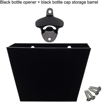 Wandmontage Flesopener Aluminium Keuken Bier Opener Met Schroeven Cap Catcher Box Party Bar Drinken Accessoires zwart