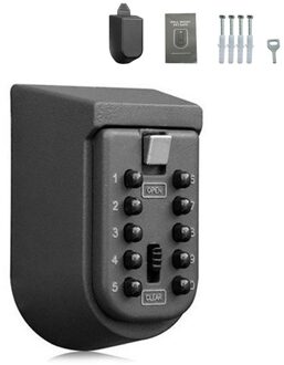 Wandmontage Outdoor Sleutel Opslag Lock Box 10 Digit Push-Button Combinatie Wachtwoord Sleutel Kluis Resettable Code Sleutel houder