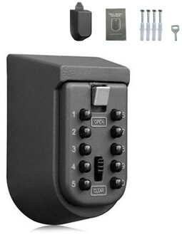 Wandmontage Outdoor Sleutel Opslag Lock Box 10 Digit Push-Button Combinatie Wachtwoord Sleutel Kluis Resettable Code Sleutel houder
