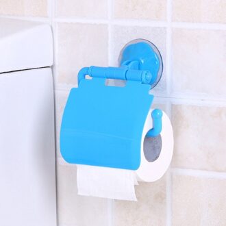 Wandmontage Plastic Zuignap Badkamer Toilet Paper Roll Holder Badkamer Accessoires Toiletrolhouder blauw
