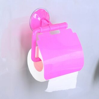 Wandmontage Plastic Zuignap Badkamer Toilet Paper Roll Holder Badkamer Accessoires Toiletrolhouder roze