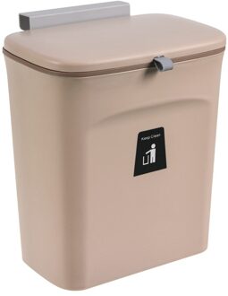 Wandmontage Prullenbak Keukenkast Afvalbak Auto Vuilnis Opslag Vuilnis Emmer Vuilnisbak Met Cover Home Cleaning Tools bruin met hoes