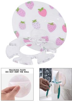 Wandmontage Tandpasta Tandenborstelhouder Scheerapparaat Rack Opslag Plank Badkamer Organizer Accessoires Four Slot aardbei