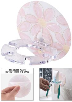 Wandmontage Tandpasta Tandenborstelhouder Scheerapparaat Rack Opslag Plank Badkamer Organizer Accessoires Four Slot bloem