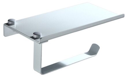 Wandmontage Toiletpapier Tissue Papier Houder Met Telefoon Opslag Plank Schroef Set Keuken Papierrol Rack Badkamer Accessoires Zilver