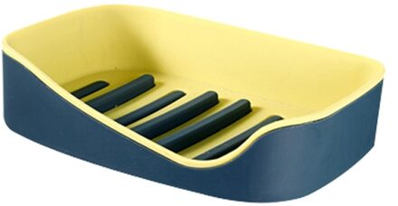 Wandmontage Zelfklevende Zeep Spons Gerecht Geen Boren Wc Opbergdoos Rack Plank Dubbele Afvoer Badkamer Zeepbakjes Gadgets blauw