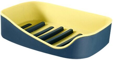 Wandmontage Zelfklevende Zeepbakjes Geen Boren Opbergdoos Rack Plank Dubbele Afvoer Badkamer Zeep Rack Bad Lade Gadgets Blauw