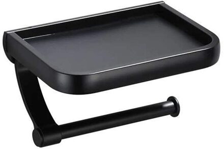 Wandmontage Zwarte Wc Houder Tissue Papier Houder Rolhouder Met Telefoon Opslag Plank Badkamer Accessoires Keuken Organizer