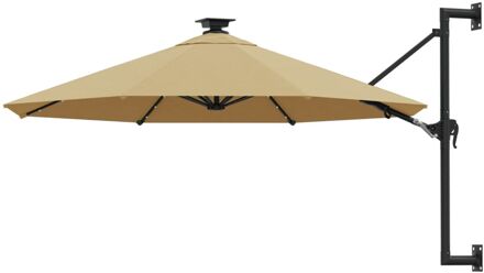 Wandparasol met LED's 300 cm taupe