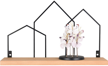 Wandplank - Wandrek - Livion Alena - Inclusief Hanger - Zwart/Eiken - Metaal