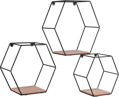 Wandrek - Wandplankenset - Livion Avea - 3 stuks Rek - Zwart - MDF