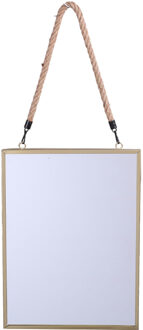 Wandspiegel aan ophangkoord Sevilla - frame kleur goud - 30 x 40 cm - Spiegels Goudkleurig