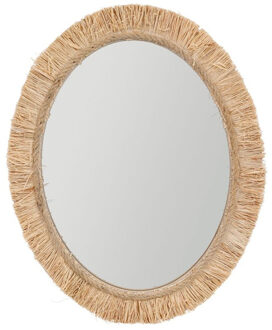 Wandspiegel bohemian Raffia - bruin - ovaal - boho/ibiza stijl - 40 x 50 cm