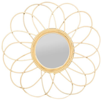 Wandspiegel Daisy - bloem - rotan - D38,5cm - bohemian spiegel