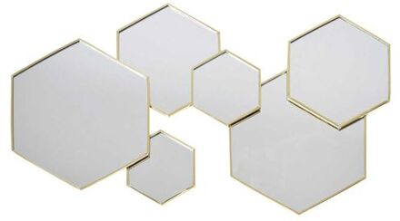 Wandspiegel Honingraad vorm 7-in-1 Metaal 57x35x2 cm - Goud Goudkleurig