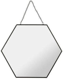 Wandspiegel Industrieel - metaal - hexagon - D30 cm - wanddecoratie spiegels