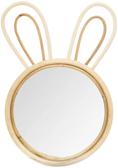 Wandspiegel - konijn - rotan - 37 x 24 cm - bohemian/boho spiegel - Spiegels Bruin