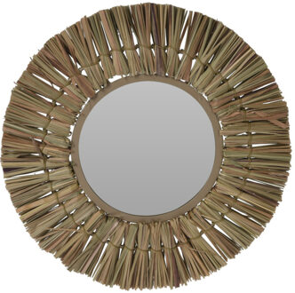 Wandspiegel Raffia - frame kleur naturel - Dia 30 cm - met brede lijst - Spiegels
