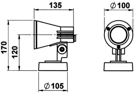 Wandspot 639, wit, draaibaar en zwenkbaar wit, helder