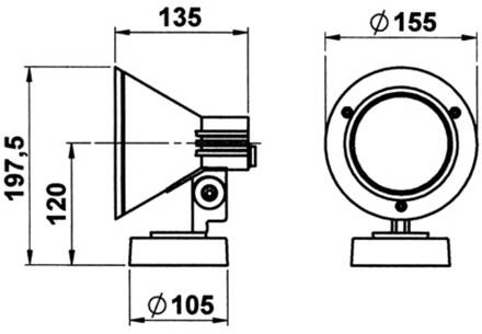 Wandspot 643S, zwart, IP54, E27, aluminium, draaibaar zwart, helder