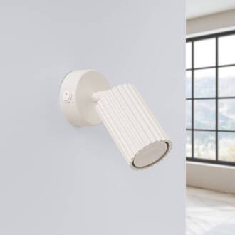 Wandspot carbon, beige, projectie 16 cm, schakelaar, aluminium