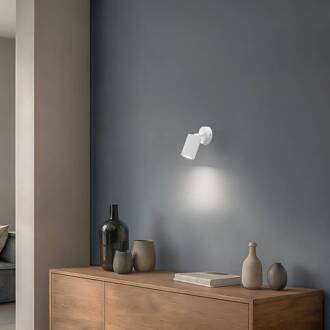 Wandspot carbon, wit, projectie 16 cm, schakelaar, aluminium