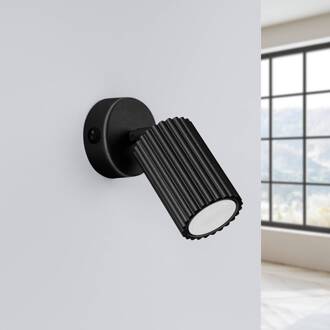 Wandspot carbon, zwart, projectie 16 cm, schakelaar, aluminium